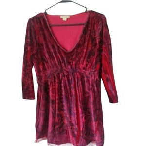 Emerge Red Velour Tunic Top sz Large